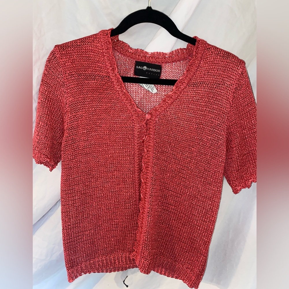 Vintage Sag Harbor Short Sleeve Knit Cardigan - The Washburne Collection
